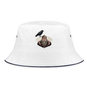 Wikinger Viking Legende Seemann Odin Rabe Kämpfer - Bucket Hat - Weiß/Navy - Vorne