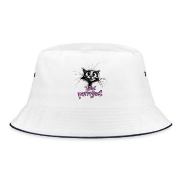 Super cute cat - I feel purrrfect - Bucket Hat - white/navy - Front