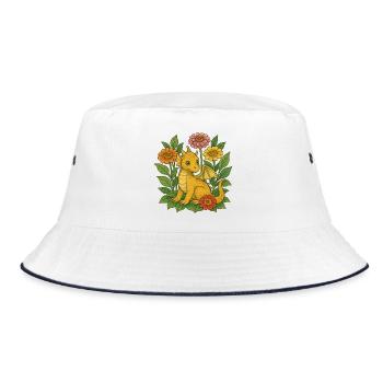 Golden Dragon in Bloom - Bucket Hat - white/navy - Front