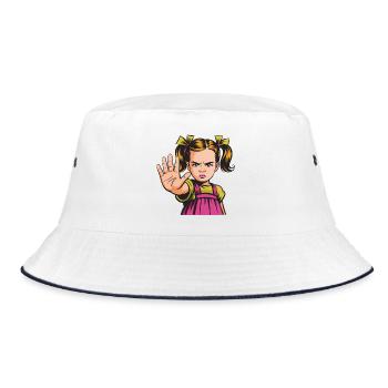 Stop! Wütendes Mädchen Cartoon - Bucket Hat - Weiß/Navy - Vorne