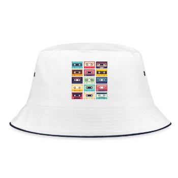 Cassettes Pop Art Pattern - Bucket Hat - white/navy - Front