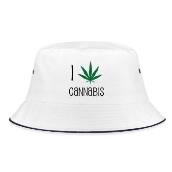 Ich liebe Cannabis - Bucket Hat - Weiß/Navy - Vorne