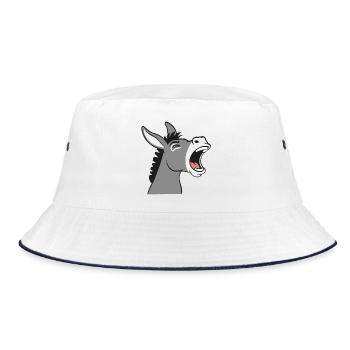 Loud Donkey Cartoon Head - Bucket Hat - white/navy - Front
