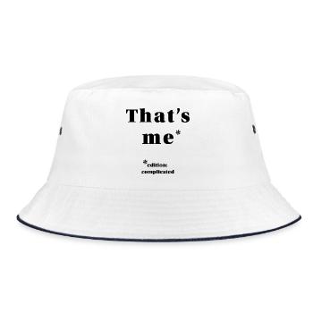 ME – it's complicated | minimalist statement - Bucket Hat - white/navy - Front