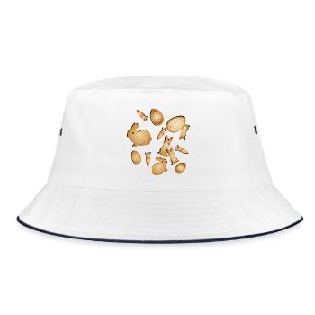 Osterplätzchen Keks Motive Set mit Hase & Ei  - Bucket Hat - Weiß/Navy - Vorne