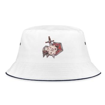 RPG Tabletop D20 Dice Gift Fighter - Bucket Hat - white/navy - Front
