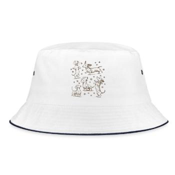 Dackel Dackelhunde Dackel Hund Dackel Dackel - Bucket Hat - Weiß/Navy - Vorne