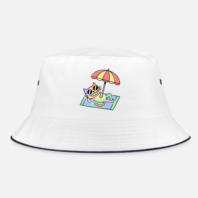 Strandkatze Pop-Art Lounge unter Sonnenschirm Bucket Hat