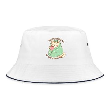 Kitten in a Blanket with a Cup of Cocoa - Bucket Hat - white/navy - Front