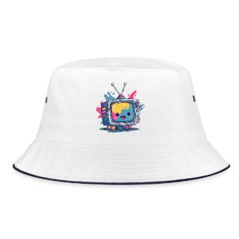 Kunterbunter TV-Kumpel - Bucket Hat - Weiß/Navy - Vorne