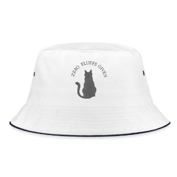 Zero Fluffs Given – Katze von hinten mit Attitüde - Bucket Hat - Weiß/Navy - Vorne