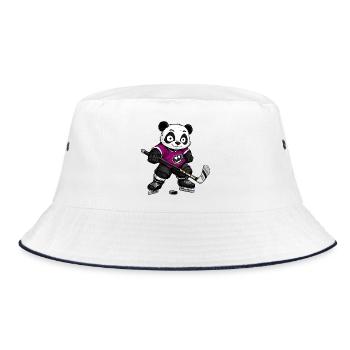 Eishockeyspieler Panda - Bucket Hat - white/navy - Front