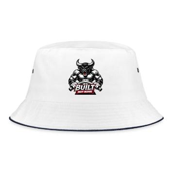 Bodybuilder / Minotaur / Built not born - Bucket Hat - white/navy - Front