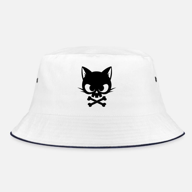 Katzen-Schädel mit Knochen | Gothic Cute Icon Bucket Hat