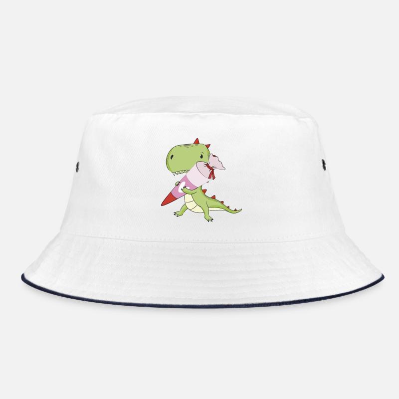 DINO avec cône rose d’école, école - Bob - blanc/marine