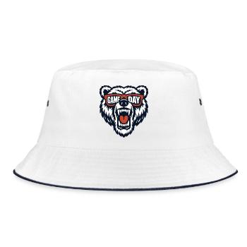Bear Football Game Day Fan Wildtier-Humor - Bucket Hat - Weiß/Navy - Vorne