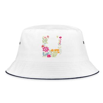 Floral Frame - Bucket Hat - white/navy - Front