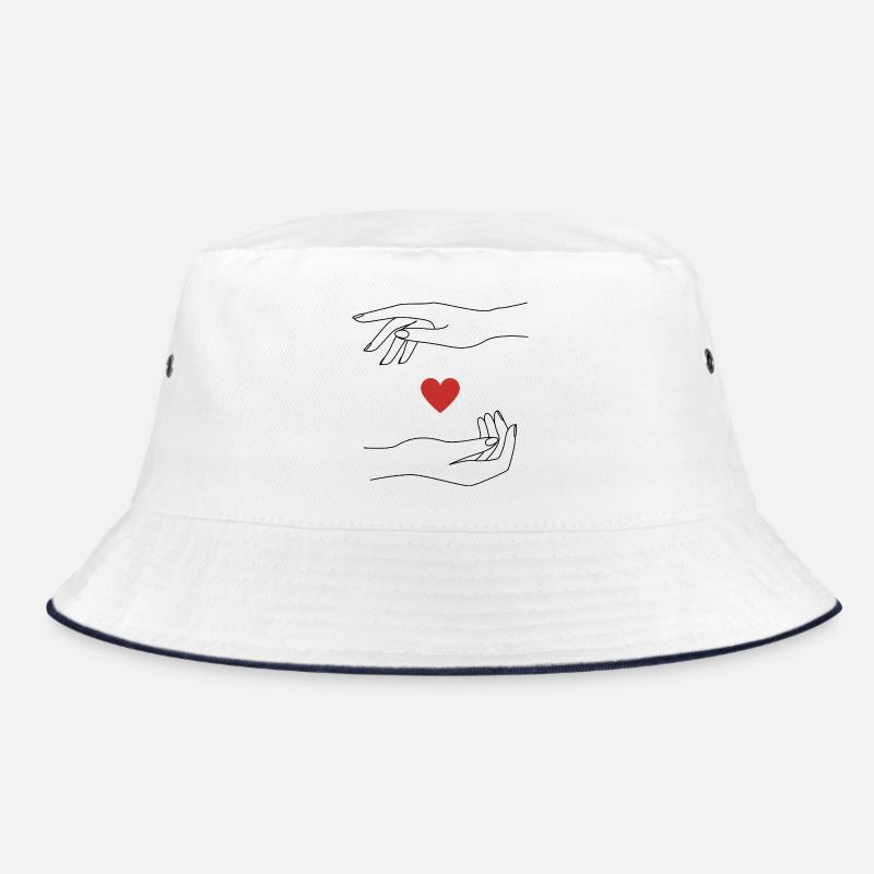 Rotes Herz-Symbol auf Schwarz perfekt Valantine Bucket Hat