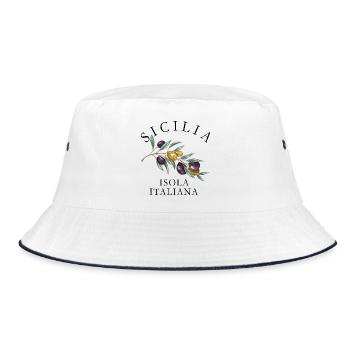 Sicilia Isola Italiana Olive Branch Design - Bob - blanc/marine - Devant