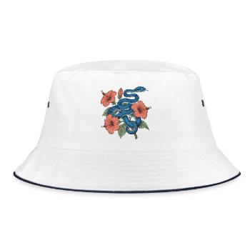 Serpent d’azur au milieu de l’hibiscus - Bob - blanc/marine - Devant