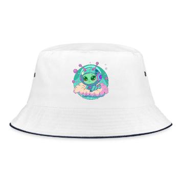 Pastell-Astronautin Alien auf Wolke - Bucket Hat - Weiß/Navy - Vorne