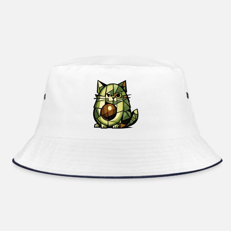 AvoCat-Kubismus-Version - Bucket Hat - Weiß/Navy