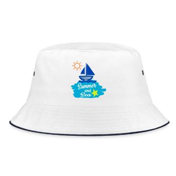 Summer and Sea - Summer Design - Bucket Hat - white/navy - Front