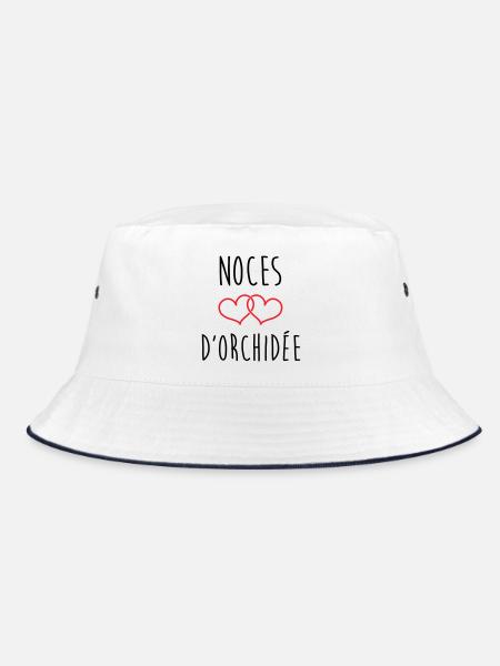 Orchideen-Hochzeit 55 Jahre Ehe - Bucket Hat - Weiß/Navy - Vorne