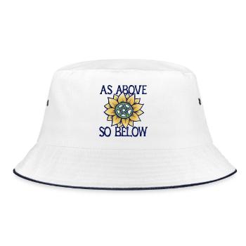 Sonnenblumen-Pentagramm oben unten - Bucket Hat - Weiß/Navy - Vorne