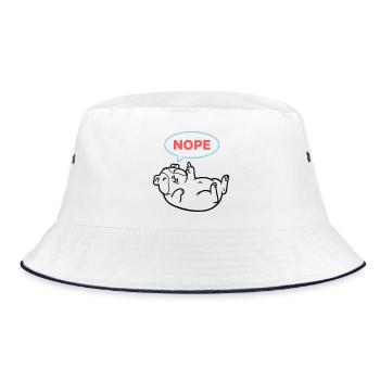 Meerschweinchen Nope Bunt - Bucket Hat - Weiß/Navy - Vorne
