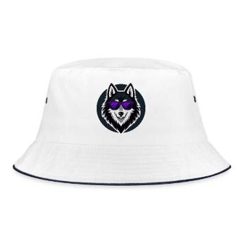 Husky glam purple glasses - Bucket Hat - white/navy - Front