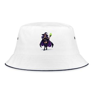 Violette Hexenkunst mit Stab - Bucket Hat - Weiß/Navy - Vorne