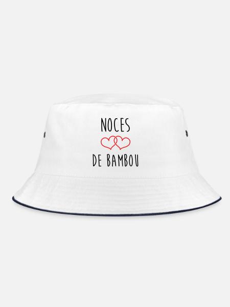 Bambushochzeit 79 Jahre Ehe - Bucket Hat - Weiß/Navy - Vorne
