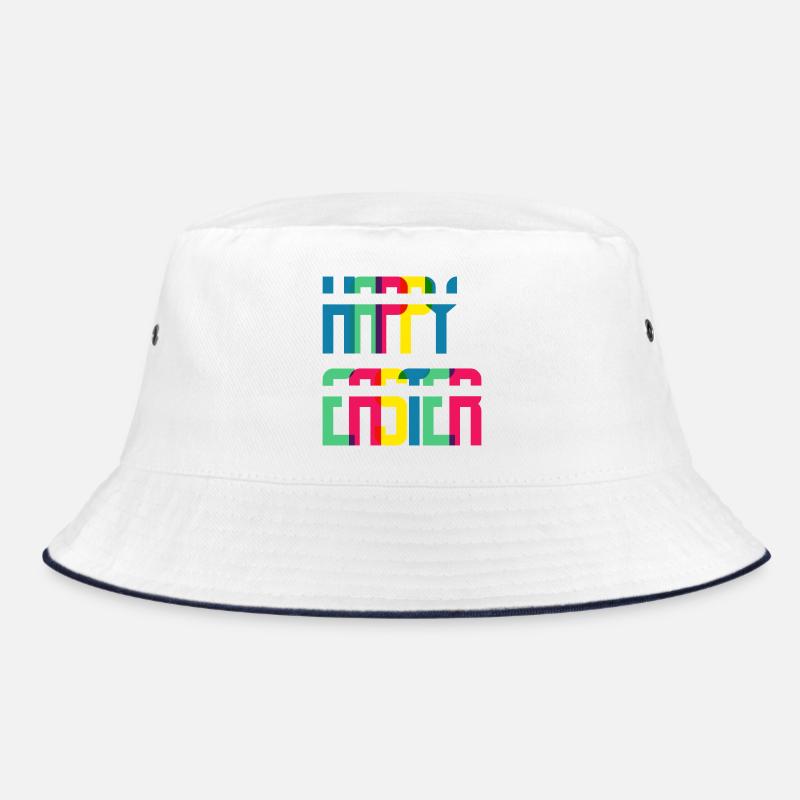 Bunte Retro-Typografie Blockfarben Bucket Hat