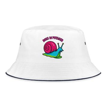 Snail Chef of the Vegetable Garden - Retro Comic - Bucket Hat - white/navy - Front