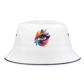 Color Eye Leaf Fire Pattern - Bucket Hat - white/navy - Front