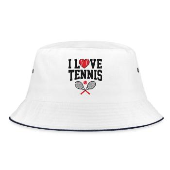 Tennis T-shirt, I Love Tennis Shirt, Hoodie, Mug - Bucket Hat - white/navy - Front