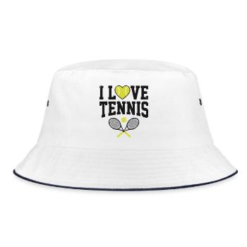 Tennis T-shirt, I Love Tennis Shirt, Hoodie, Mug - Bucket Hat - white/navy - Front