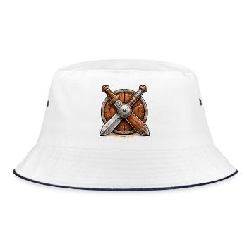 Schild und Schwerter Wikinger - Bucket Hat - Weiß/Navy - Vorne