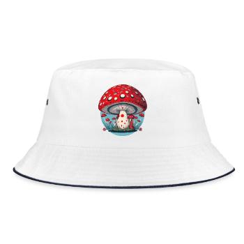 Red Mushroom - Toadstool - Lucky Mushroom - Bucket Hat - white/navy - Front