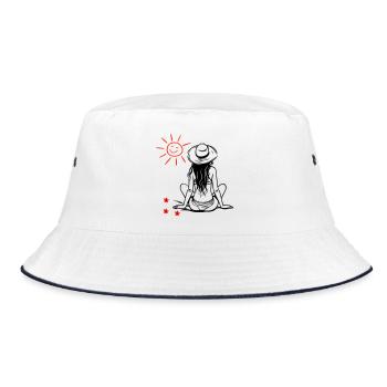 Longing for sun - Bucket Hat - white/navy - Front