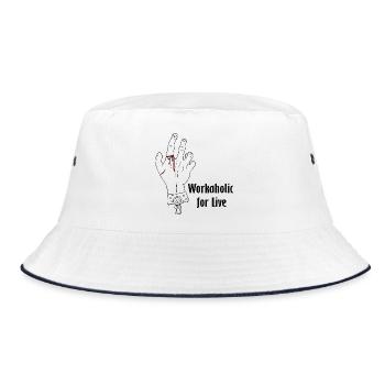Workaholic for live - Bucket Hat - white/navy - Front