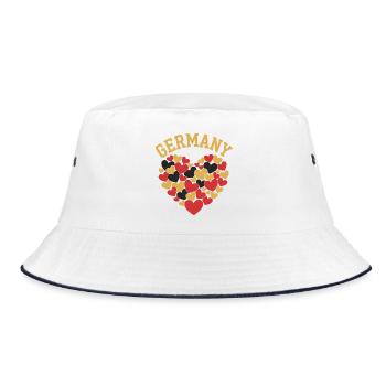 Germany Colors Heart Motif - Bucket Hat - white/navy - Front