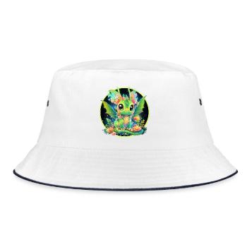 Flower Circle Green Dragon - Bucket Hat - white/navy - Front