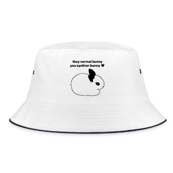 They normal bunny x you eyeliner bunny - Bucket Hat - Weiß/Navy - Vorne