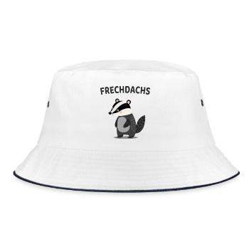 Frechdachs Lustiger Dachs Spruch - Bucket Hat - Weiß/Navy - Vorne