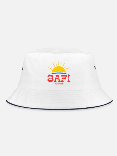 Safi Marokko Sonnenaufgang - Bucket Hat - Weiß/Navy - Vorne