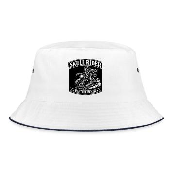 Skull Rider Biker Shirt – Design de moto vintage - Bob - blanc/marine - Devant