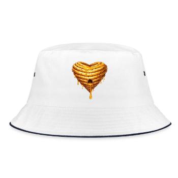 Heart Beehive with Honey Illustration - Bucket Hat - white/navy - Front