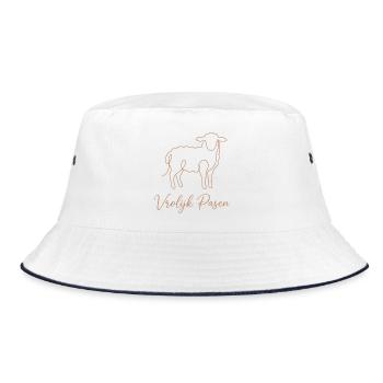 Vrolijk Pasen, Schattig Lammetje Shirt - Bucket Hat - Weiß/Navy - Vorne
